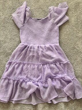 Lilac Ruffled Smocked Kids Dress